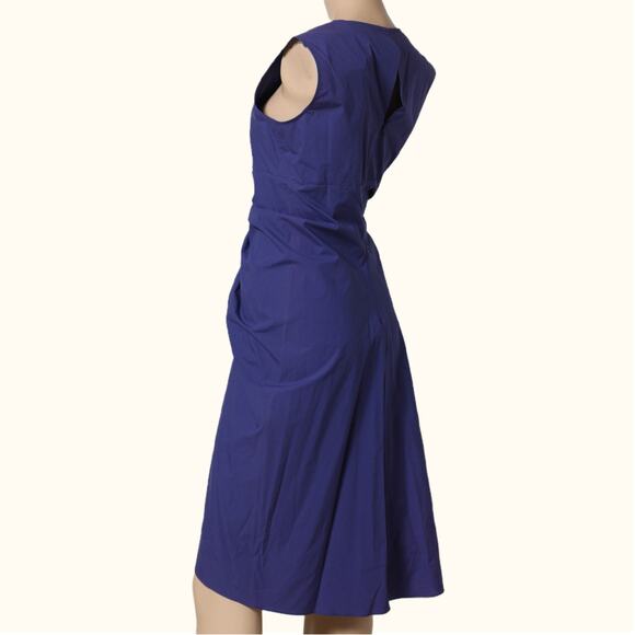 REED KRAKOFF Blue Purple Ruched V-Neck Midi Dress w/ Tags - Picture 4 of 10